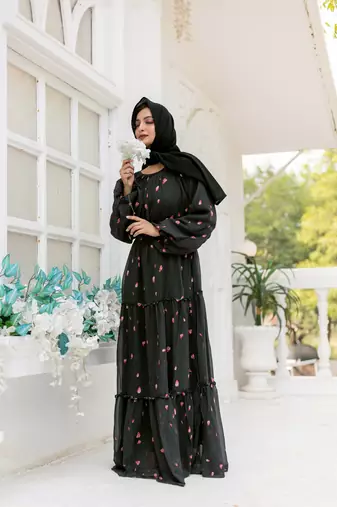black Georgette Burqa without Hijab 