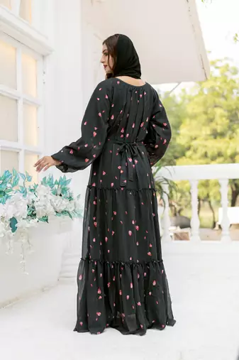 black Georgette Burqa without Hijab 