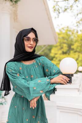 Teal Georgette Abaya Dress  3
