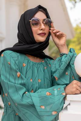 Teal Georgette Abaya Dress  4