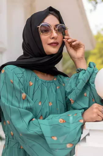 Teal Georgette Abaya Dress 
