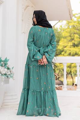 Teal Georgette Abaya Dress  5