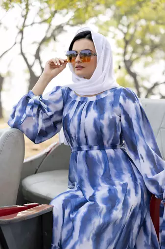 Women's Blue Georgette Abaya Dress 