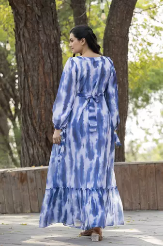 Women's Blue Georgette Abaya Dress 