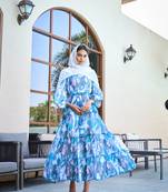 Blue Georgette Stylish Abaya Dress