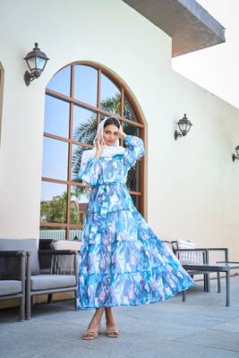 Blue Georgette Stylish Abaya Dress 2