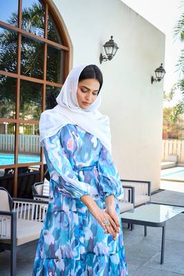 Blue Georgette Stylish Abaya Dress 3