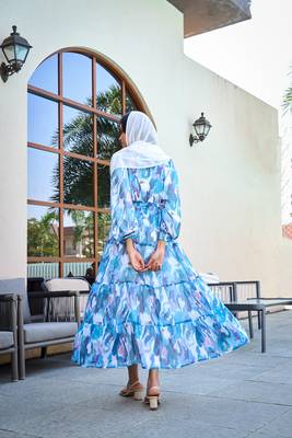 Blue Georgette Stylish Abaya Dress 4