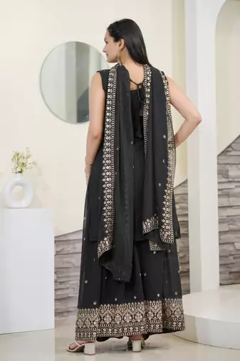 Heavy Fox Georgette Suit With Sequin Embroidered Work