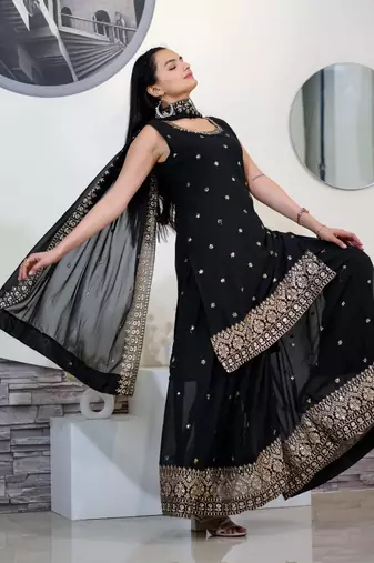 Heavy Fox Georgette Suit With Sequin Embroidered Work
