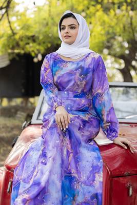 Lavender Nida Abaya Dress  for Women 1