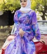 Lavender Nida Abaya Dress  for Women