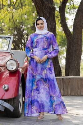 Lavender Nida Abaya Dress  for Women 2