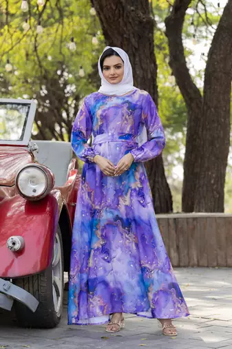Lavender Nida Abaya Dress  for Women