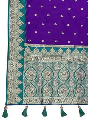 banarasi woven purple and turquoise blue saree with heavy jacquard work 6