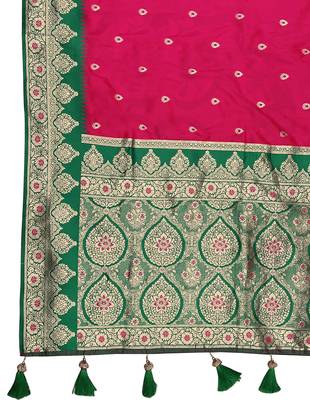 banarasi woven pink and green saree with heavy jacquard work  6