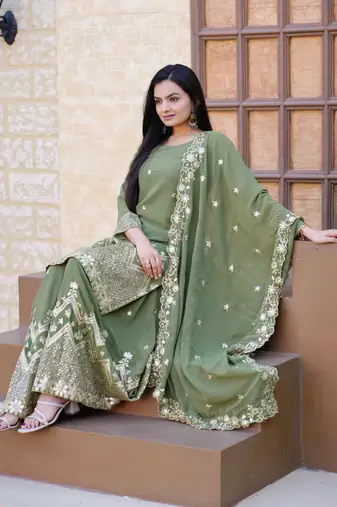 Beautiful Heavy Fox Georgette Suit With Sequin Embroidered Work