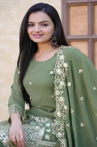 Beautiful Heavy Fox Georgette Suit With Sequin Embroidered Work