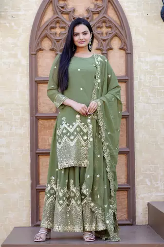 Beautiful Heavy Fox Georgette Suit With Sequin Embroidered Work