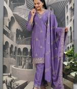 Heavy Chinon Suit With Sequin Embroidered Work