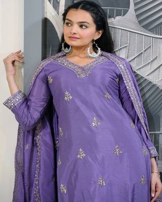 Heavy Chinon Suit With Sequin Embroidered Work 4