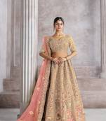Trending Reception champagn/chiku Color lehenga with Patch Work   Semi Stitched Lehenga Choli