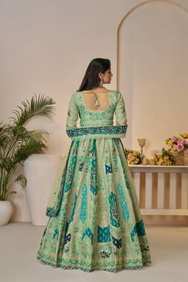 The Rajsi Haathi Collection: Graceful Green with  peacock Embroidered bridal lehenga 4