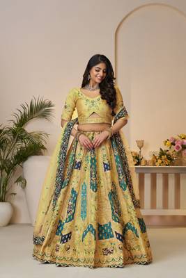 The Rajsi Haathi Collection: Stunning yellow Banarsi lehenga 1