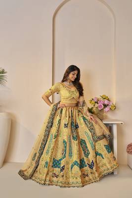 The Rajsi Haathi Collection: Stunning yellow Banarsi lehenga 2