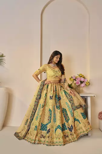 The Rajsi Haathi Collection: Stunning yellow Banarsi lehenga