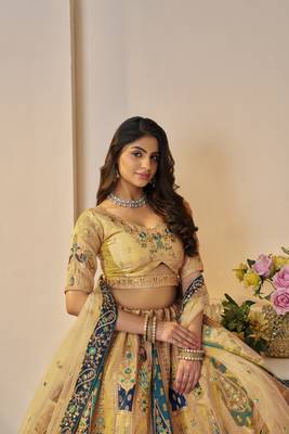 The Rajsi Haathi Collection: Stunning yellow Banarsi lehenga 3