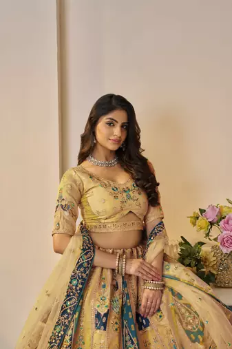 The Rajsi Haathi Collection: Stunning yellow Banarsi lehenga