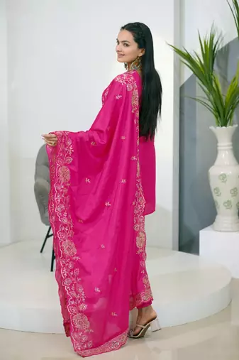 Heavy Chinon Suit With Sequin Embroidered Work