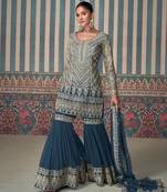 trending blue ombre pattern Sharara suit for women