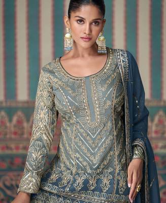 trending blue ombre pattern Sharara suit for women 2