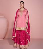 simple but sober pink palazzo suit for women ethnic wear