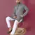 Grey roman silk val-moti hand work with cotton inner kurta pajama set