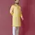 Yellow roman silk val-moti hand work with cotton inner kurta pajama set