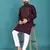 Wine soft silk real mirror handwork on neck & sleeve kurta pajama set