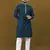 Navy blue matka silk sliver zari with embroidery butti work kurta pajama set