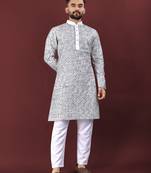 Gold silky silk lucknowi multi colour thread embroidery with sequence work kurta pajama set