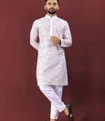 Lavender silky silk lucknowi multi colour thread embroidery with sequence work kurta pajama set