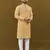 Light yellow matka silk sliver zari with embroidery butti work kurta pajama set