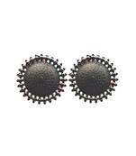 Handcrafted oxidized silver-plated earrings antique round shape beaded detailing traditional