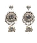 Handcrafted fashion oxidized silver jhumka for women statement lightweight silver-plated dangle earrings