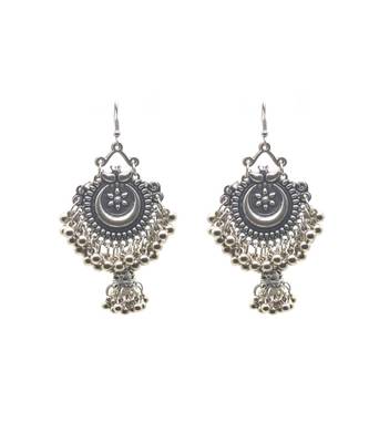 Exquisite oxidized silver gold-toned chandbali earrings elegance look with traditional touch for women 1