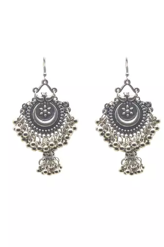 Exquisite oxidized silver gold-toned chandbali earrings elegance look with traditional touch for women