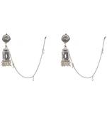 Exquisite oxidized silver jhumka earrings with chain mughal architecture inspired dome lantern style jhumki