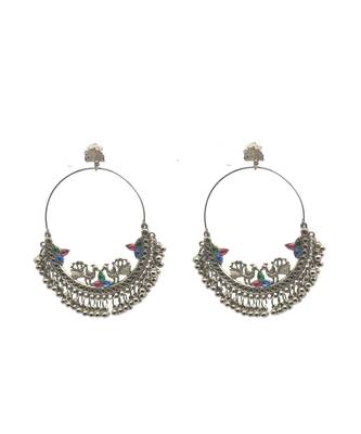 Designed to make a statement oversized hoops are adorned with tiny ghungroo-style dangling beads for women 3