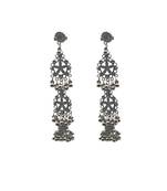 Traditional exquisite oxidized silver dangler earrings with modern charm layerd dangle earrings for women